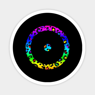 The Sun Planet Symbol in Dark Rainbow Leopard Print Magnet